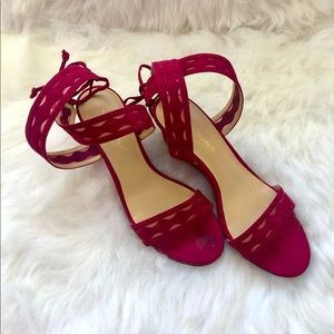 Marc Fisher Lace Ankle Strap Wedges size 6M